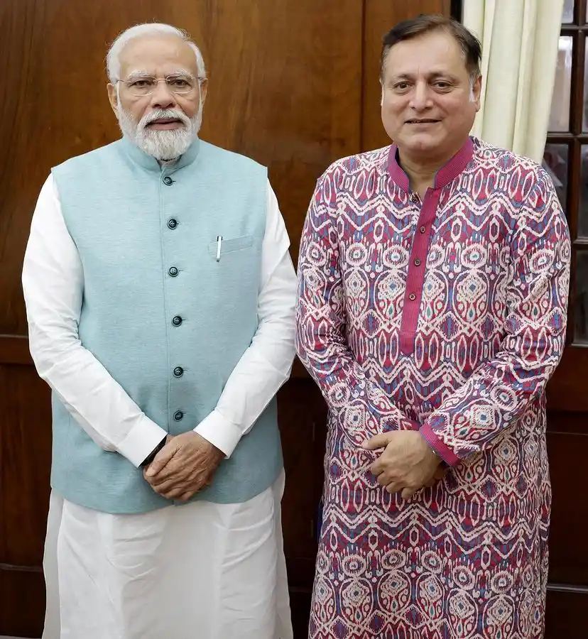 Manoj Joshi with PM Narendra Modi