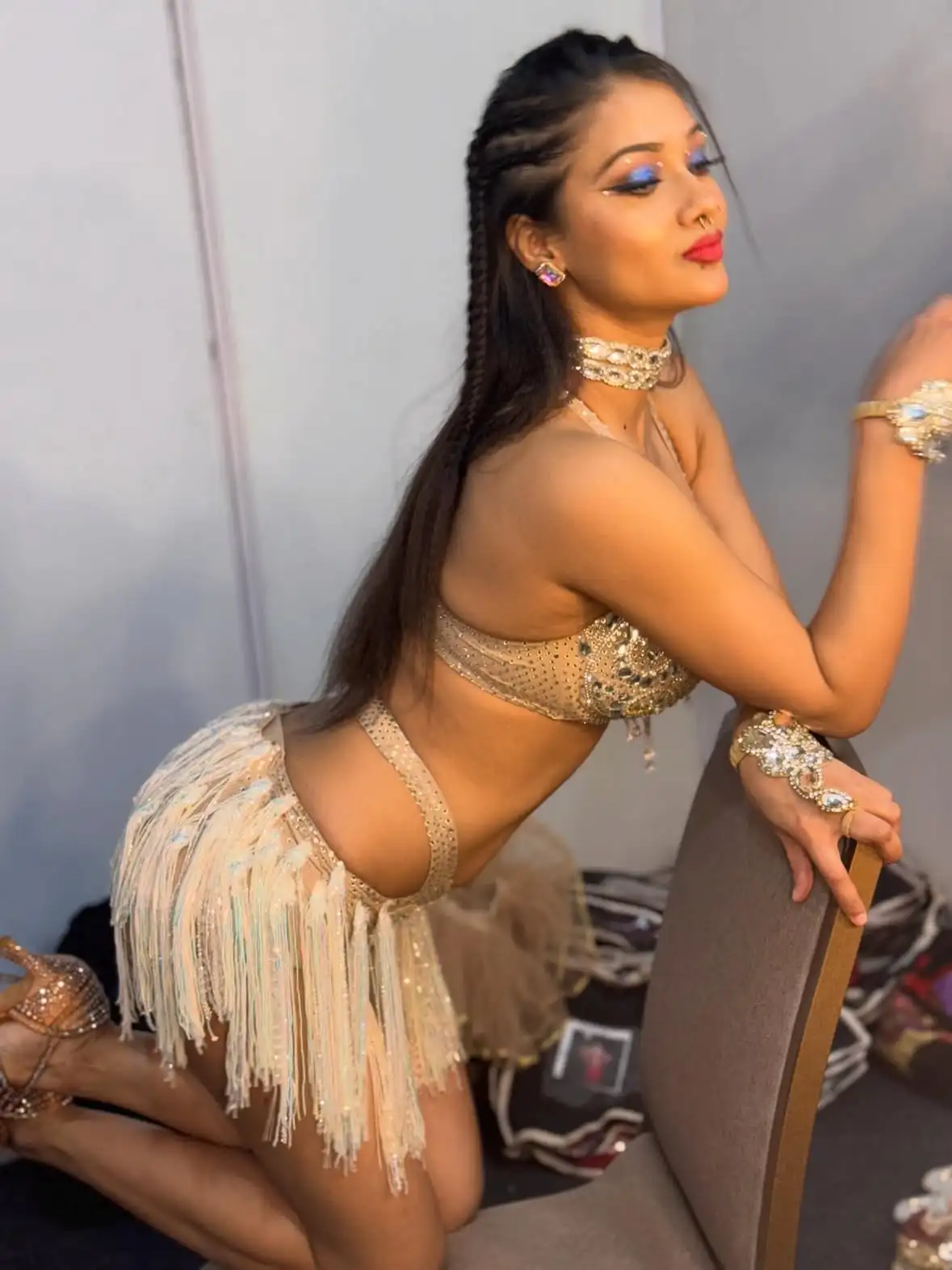 Namrata Malla In Nude Crystal Belly Dance Costume0a