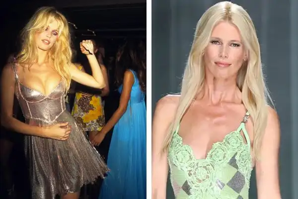 Claudia Schiffer in 90s and now