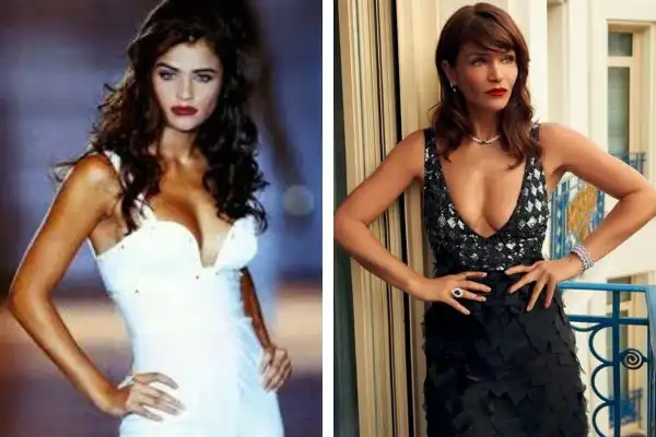 Helena Christensen in 90s and now