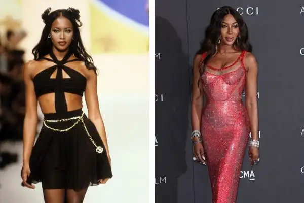 Naomi Campbell in 90s and now