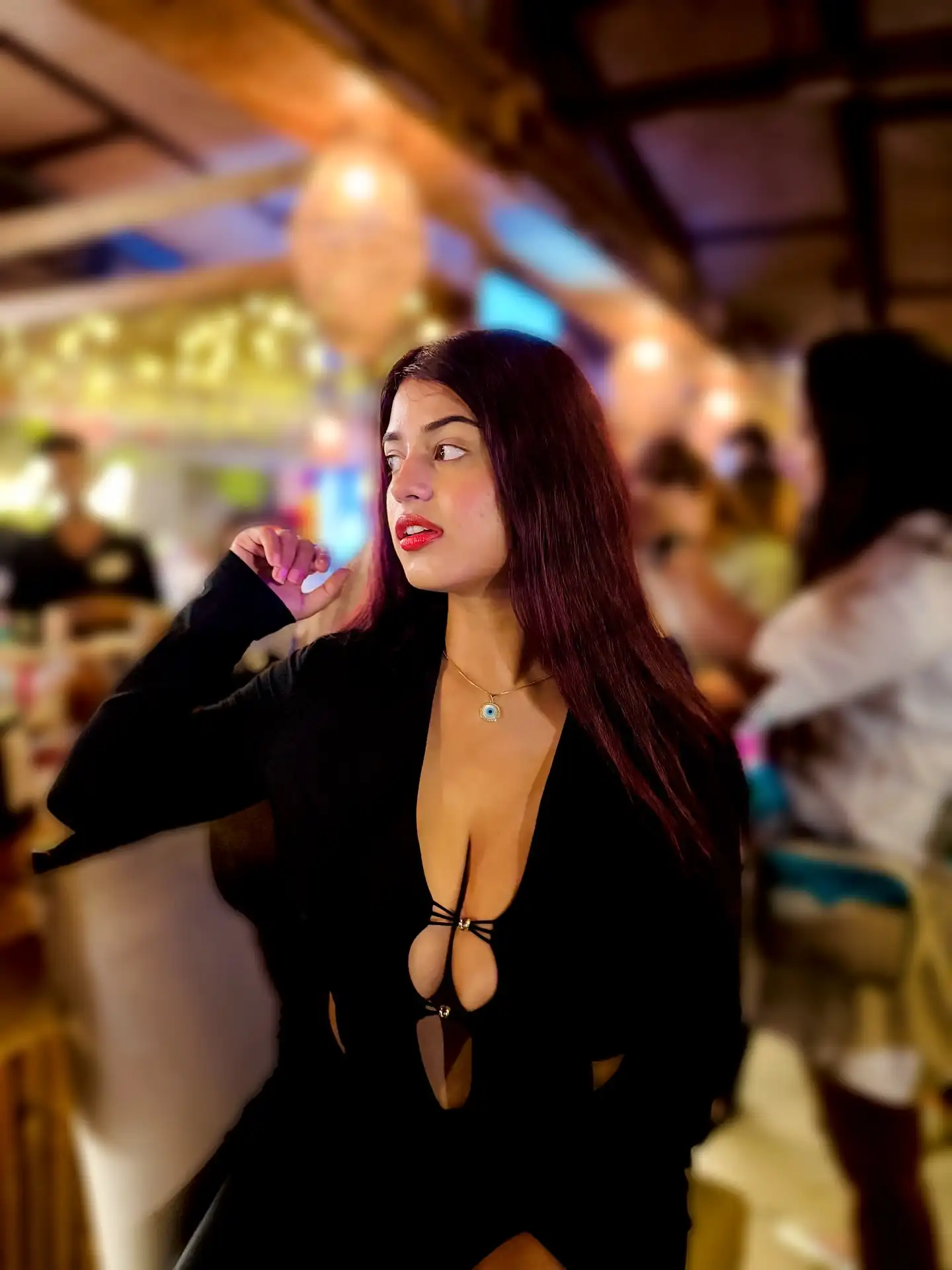 Tushikha Goswami Shows Off Deep Cleavage In Bold Black Cutout Dress